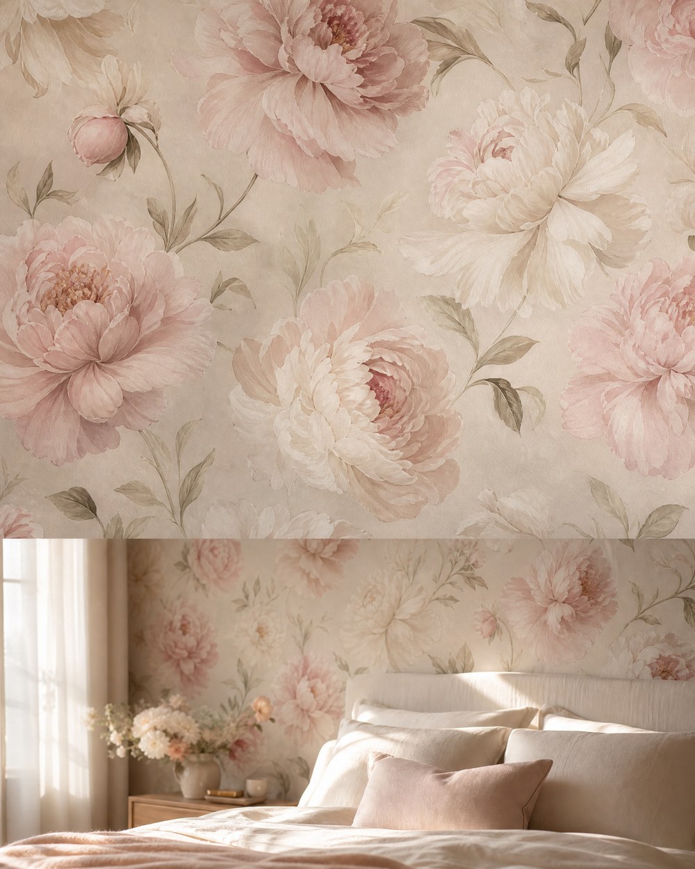 Blush Peony Bloom — Floral Wallpaper