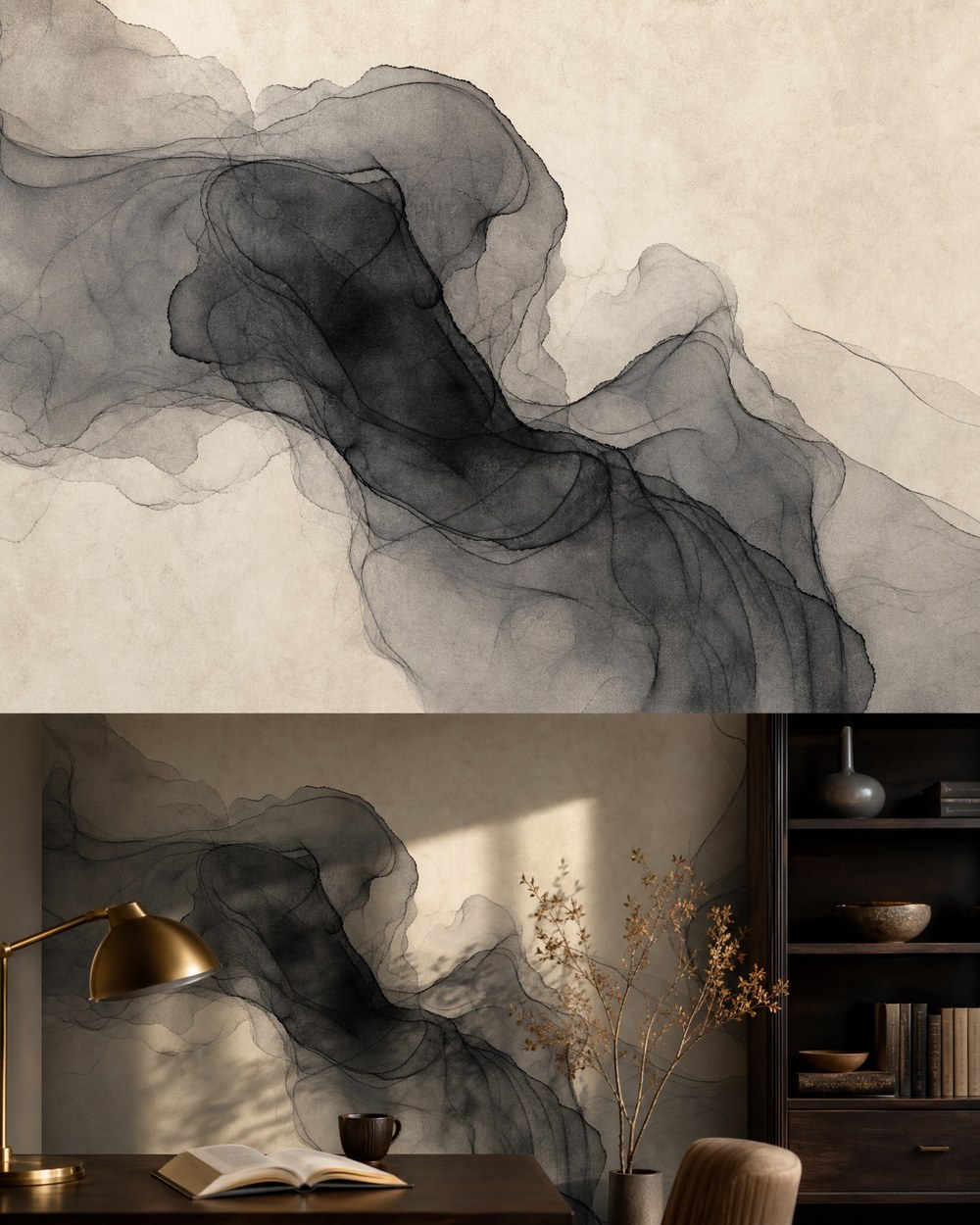 Charcoal Ink Flow — Abstract Wallpaper