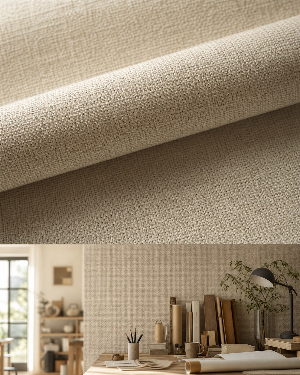 Studio Neutral Weave — Office Wallpaper